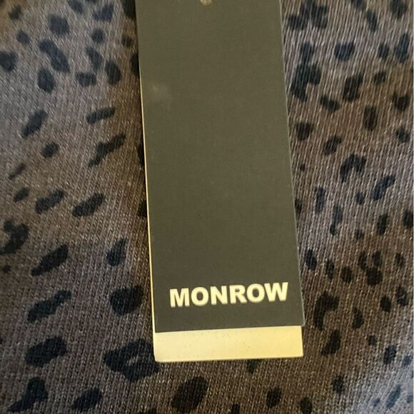 Monrow cheetah print cut off boyfriend crop top sweatshirt NWT size L made USA - Picture 7 of 9